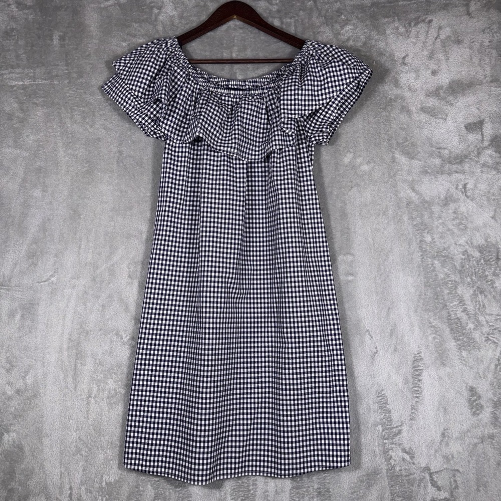 Tommy Hilfiger Checkered Dress Navy & White Size Small Petite‎ Beach Spring